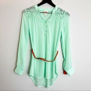 Mossimo Supply Co. XS Teal Belted Peasant Tunic NWT